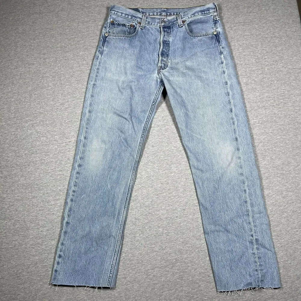 VTG Levi's 501 Jeans Mens 34x34 (32x29) Light Wash Straight Classic Button Fly
